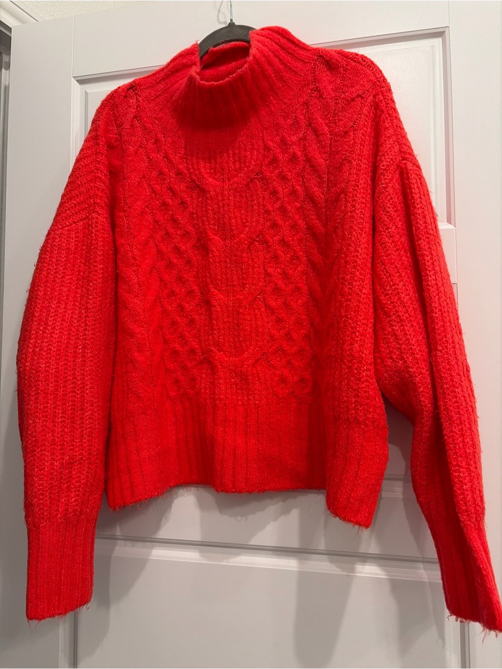 Express Bright Red Cable Turtleneck Sweater